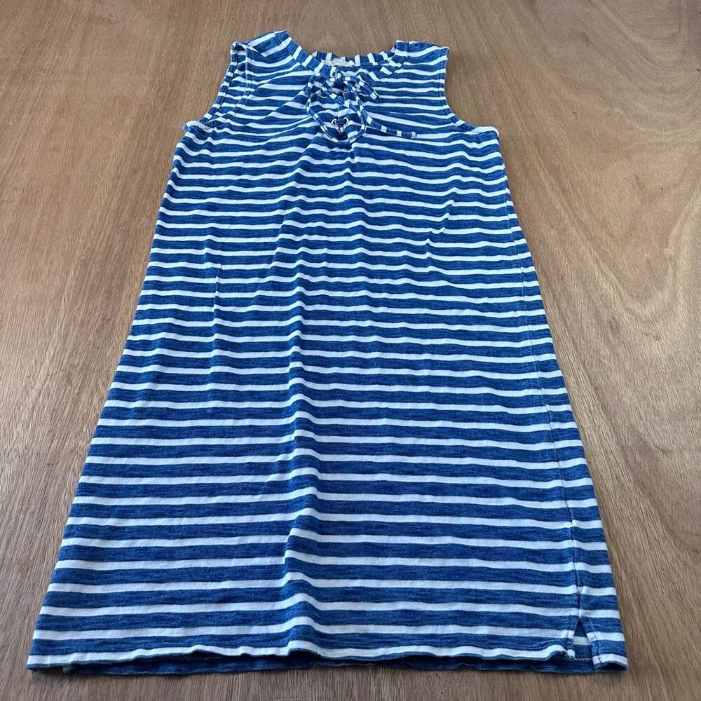 Womens Jane & Delancey Small Blue Stripe Lace Up Dress Coastal